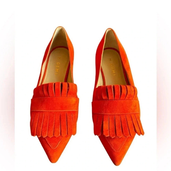 M. Gemi Pointed Fringe Slip On Suede Burnt Orange Size 35 - Picture 9 of 12